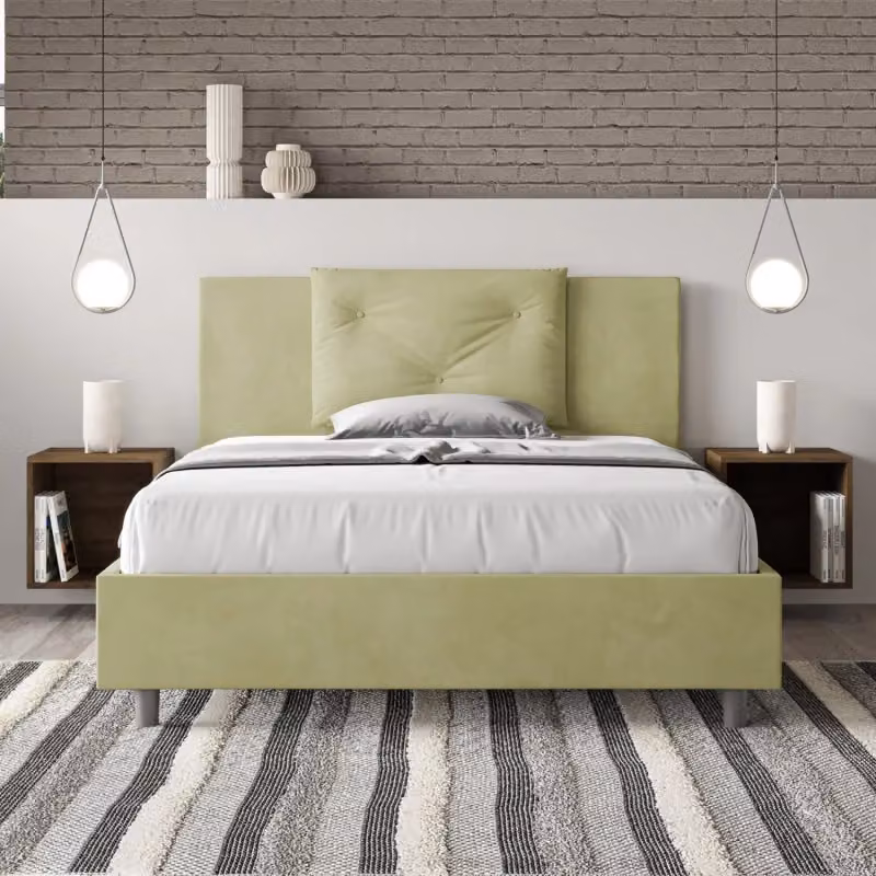 Letto matrimoniale francese imbottito Appia Ityhome in microfibra con rete L/P/H: 140 x 200 x 110 cm – 2
