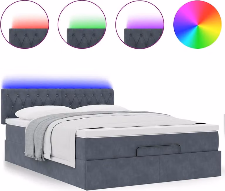 Struttura Letto Pouf con Materasso 140x190 cm Velluto