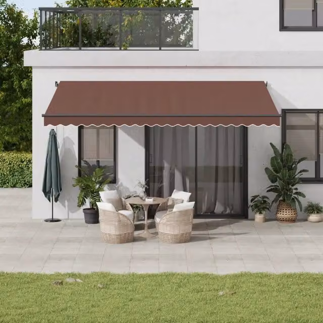 Tenda da sole retrattile automatica con LED vidaXL, colore marrone o antracite, L: 500 cm, P: 350 cm – 1