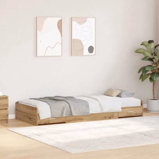 Struttura letto con cassetto vidaXL in legno di pino color marrone L: 193 cm, P: 76,5 cm, H: 28 cm
