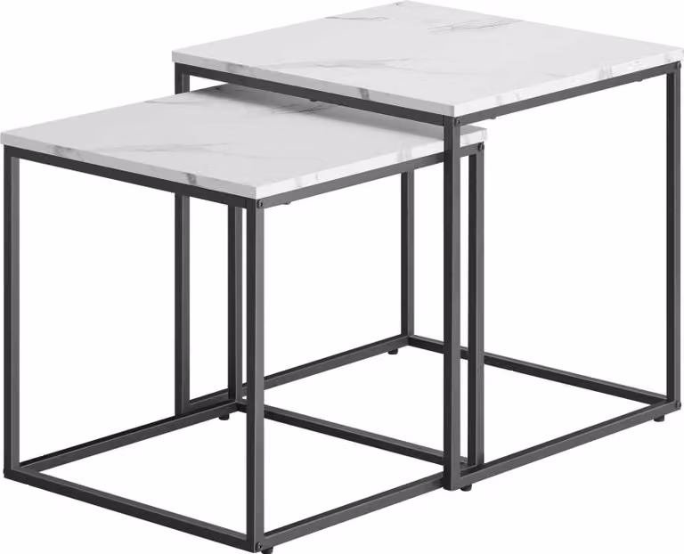 Set di 2 tavolini QUADRO, decoro marmo bianco