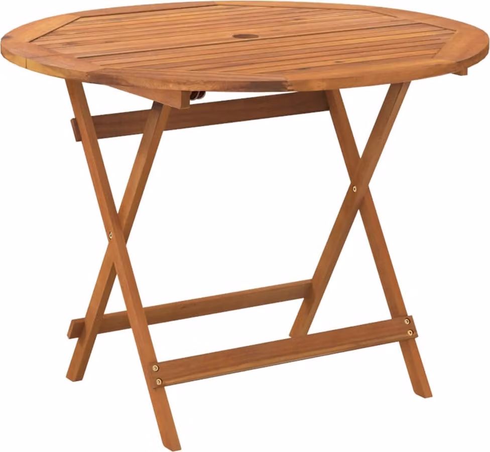 Tavolo da Giardino Pieghevole Ø 90x75 cm Legno Massello Acacia