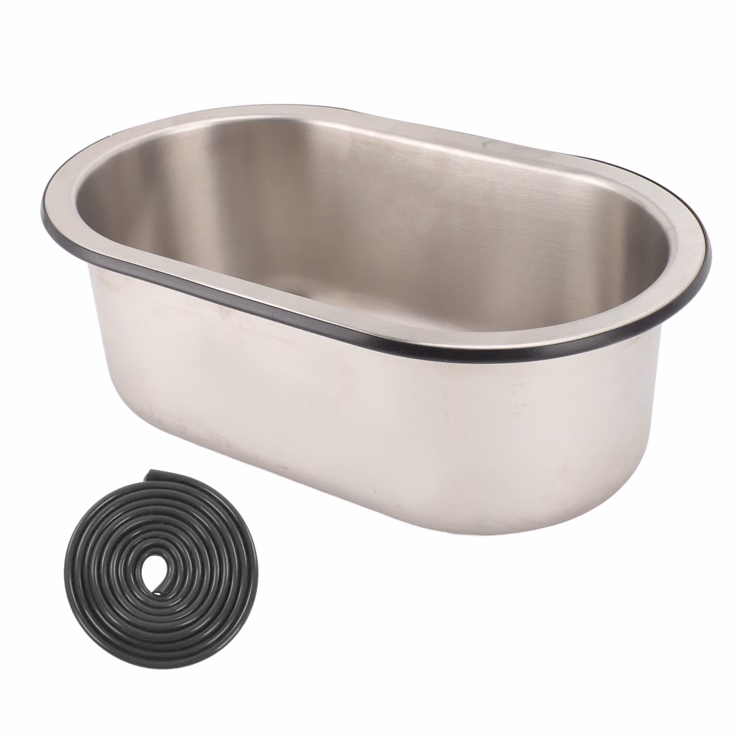 Lavello da bar in acciaio inox 304, lavello ovale con foro di scarico da 40 mm per barca, roulotte, camper, camper, 34,3 x 20,3 x 13,2 cm