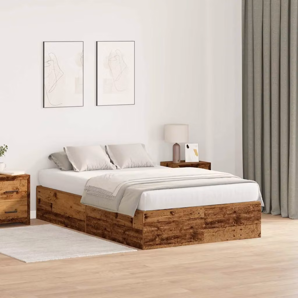 vidaXL Struttura letto con contenitore in legno di pino marrone L/P/H: 120 x 200 cm
