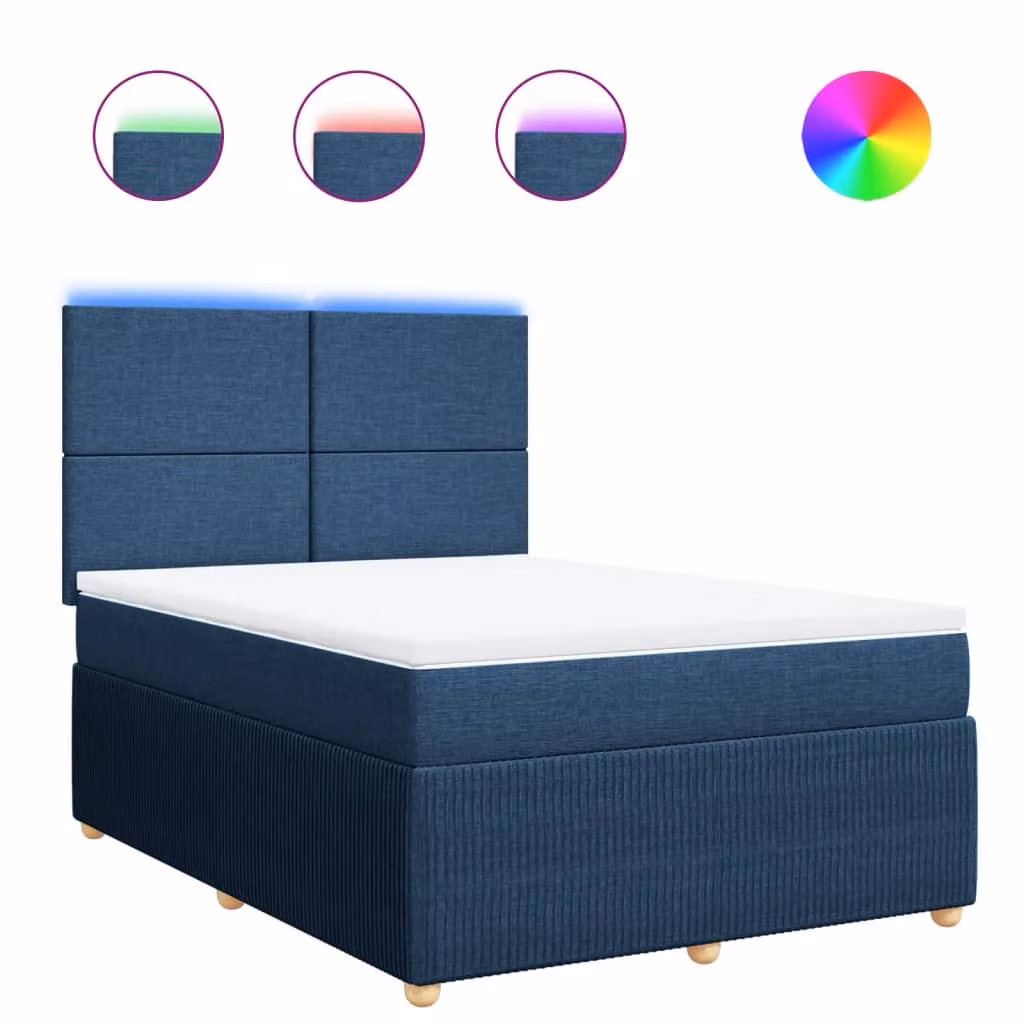 Giroletto a Molle con Materasso Blu 140x190 cm in Tessuto
