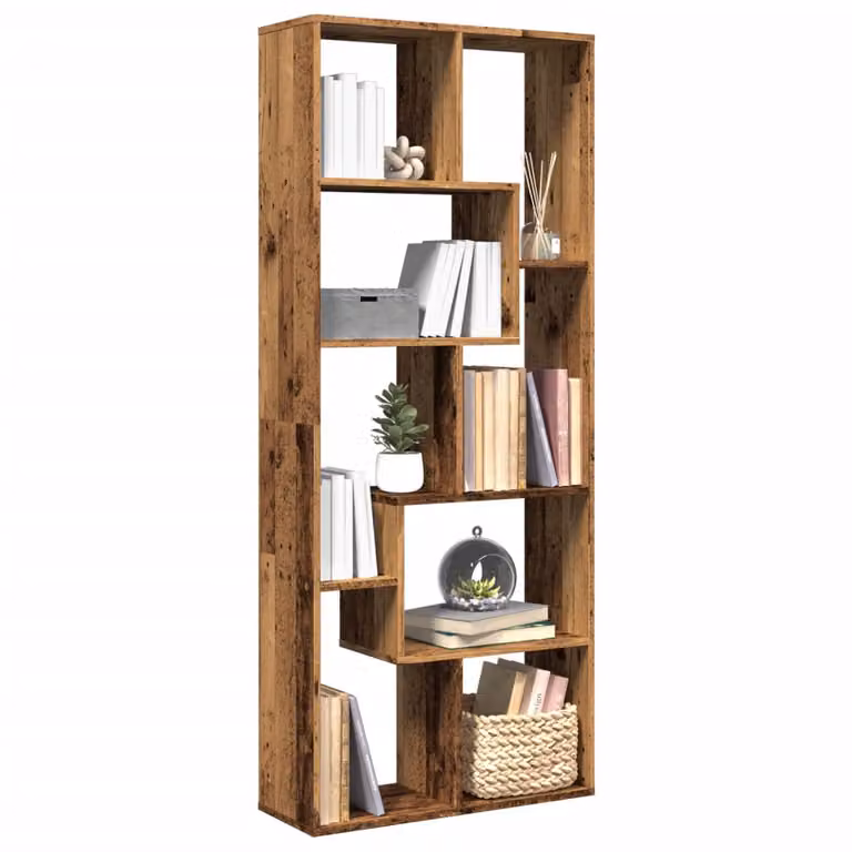 Libreria Divisorio vidaXL in Legno Antico e MDF Marrone L: 67 cm, P: 25 cm, H: 161,5 cm