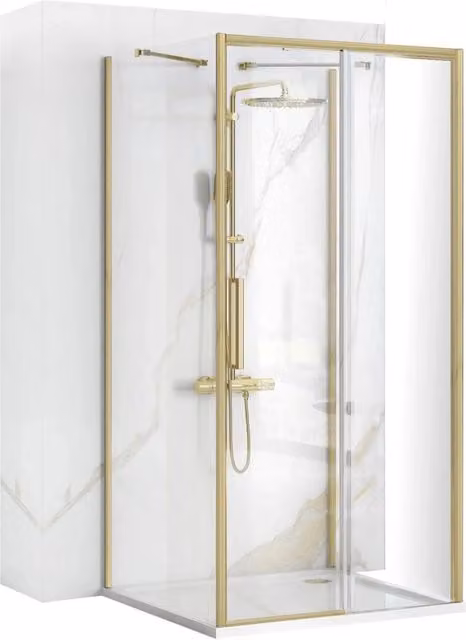 Cabina Doccia Angolare Rettangolare Rea Rapid Slide Brush Gold con Vetro Easy Clean L: 150 cm, P: 90 cm – 1