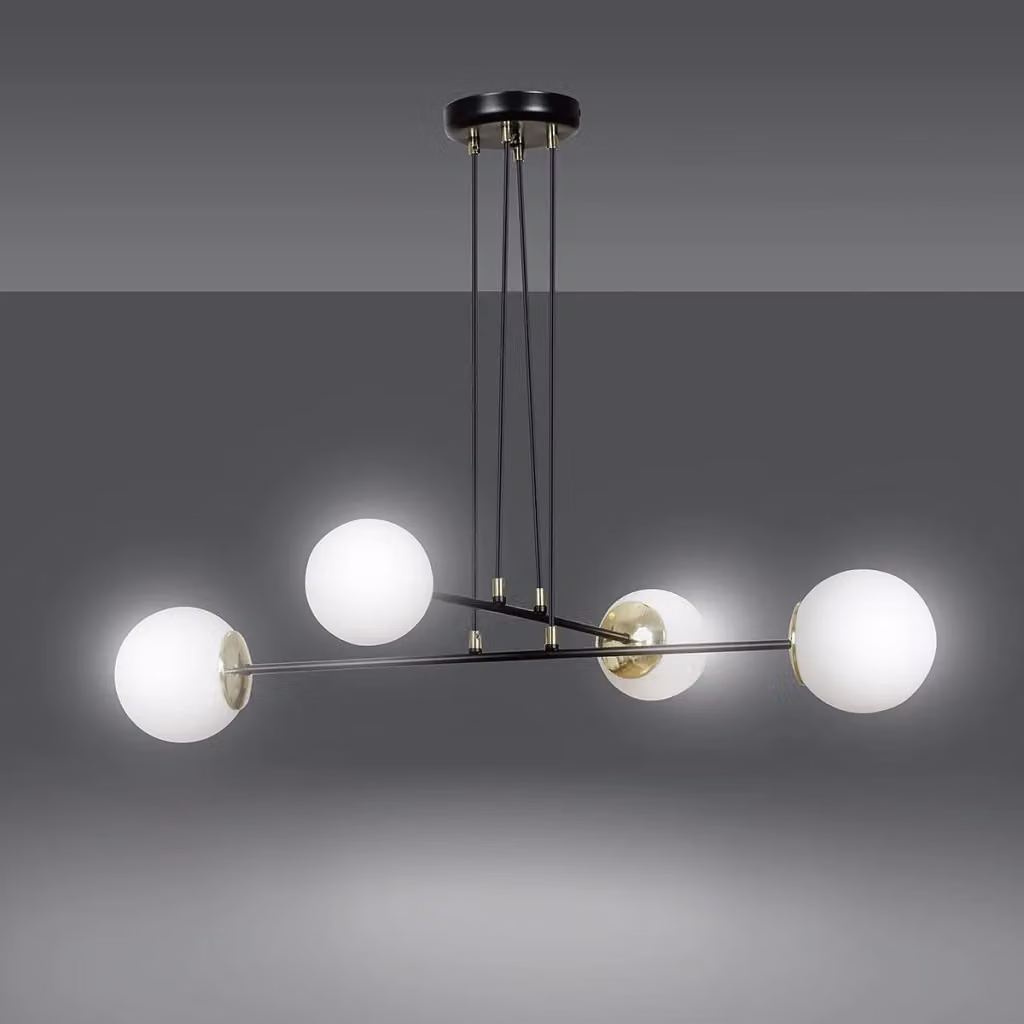 Lampadario a sospensione moderno Emibig OGNIS in metallo e vetro nero, dimmerabile, Ø 75 cm, con 4 lampadine E14 – 2