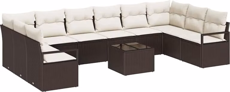 Set di divani con cuscino 11 pcs Marrone polyrattan