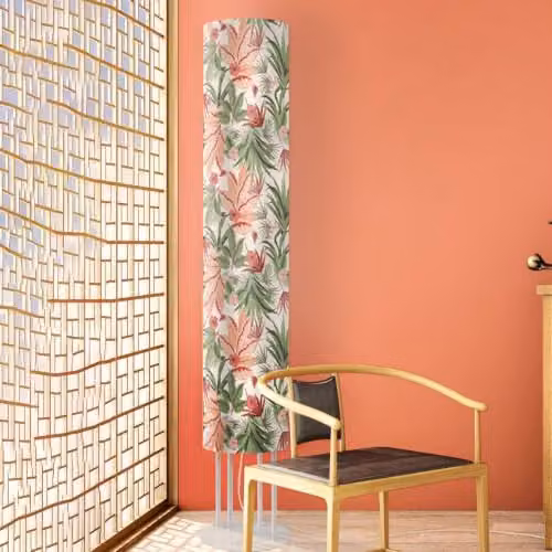Piantana Moderna Polilux Grafica Flowers Metallo Bianco 3 Luci E27