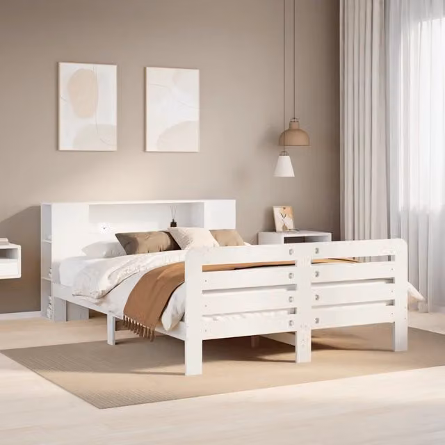 Giroletto senza Materasso Bianco 160x200 cm Legno Massello Pino 3309885