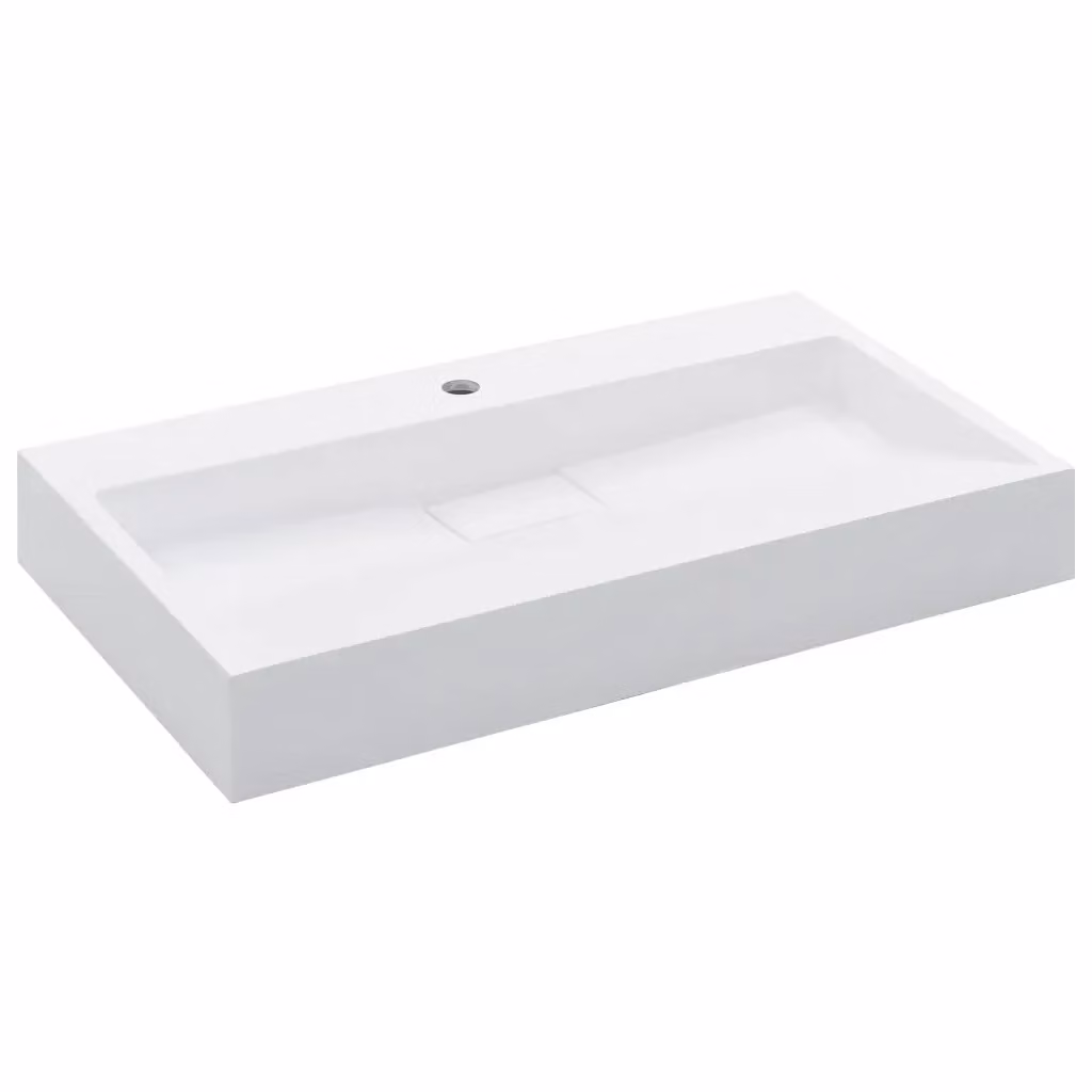 Lavandino in blocco di marmo e minerale bianco vidaXL L: 80 cm, P: 46 cm, H: 11 cm – 2