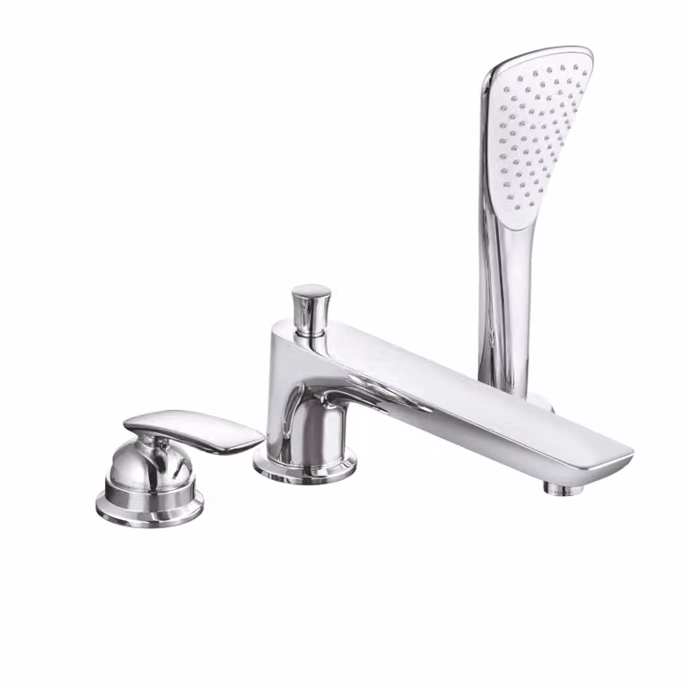 KLUDI BALANCE Mitigeur monocommandé pour bain et douche, montage au sol, montage sur bord de carrelage à trois trous, chrome, 524470575, 524470575
