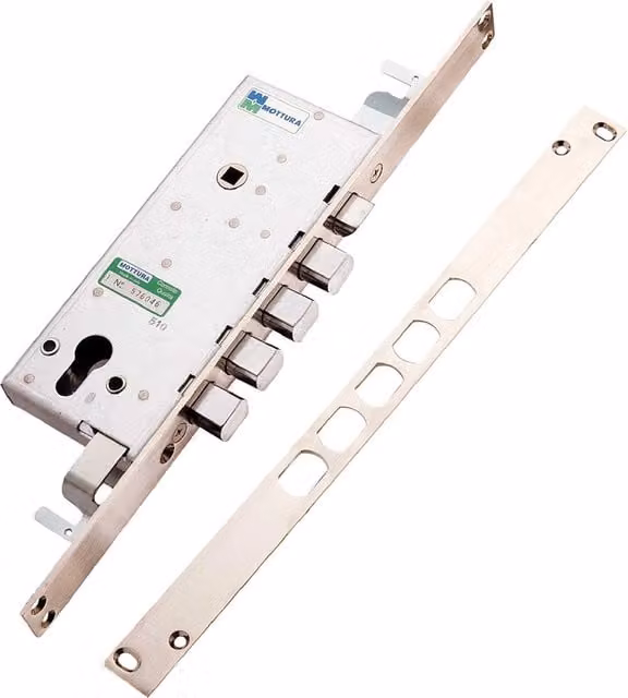 Serratura da infilare triplice per porte blindate destra IPERBRIKO colore argento, Scatola: 193 x 78 mm