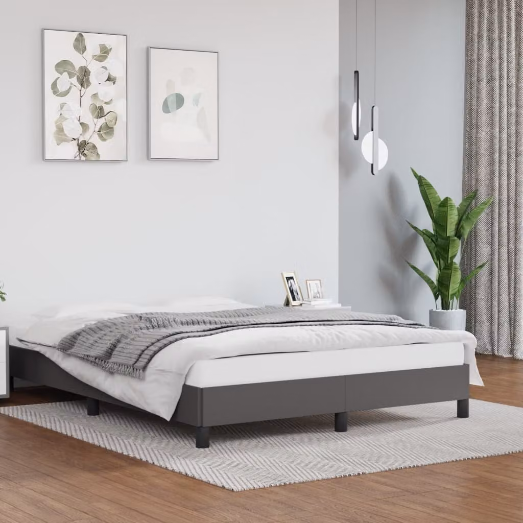 The Living Store Struttura letto grigio 140x200 cm in ecopelle