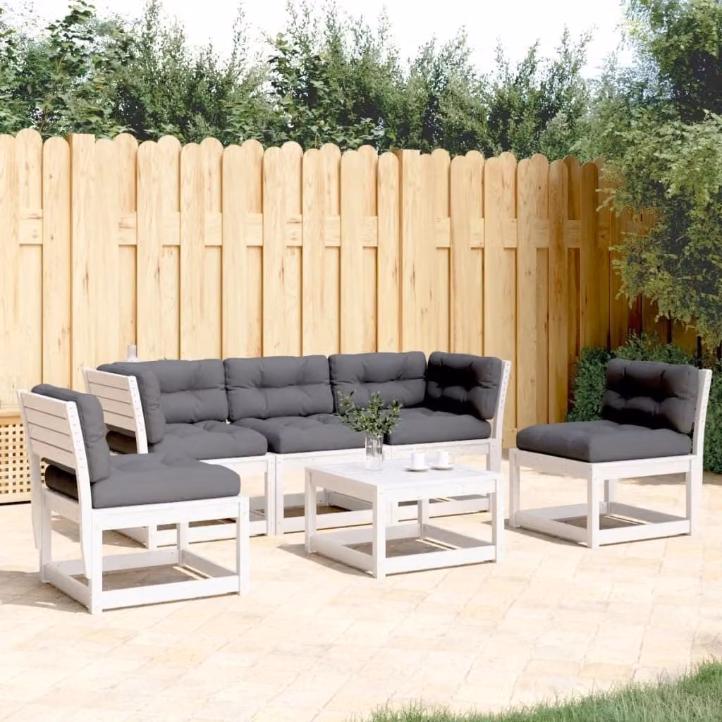 Maison Exclusive - Set Divani Giardino 5pz con Cuscini Bianco Legno Massello Pino