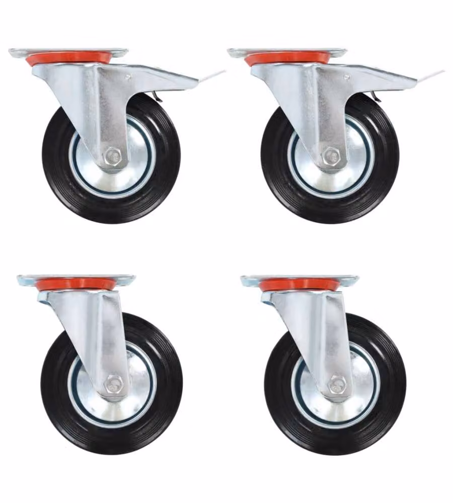 Set di 12 ruote girevoli vidaXL nere da 160 mm