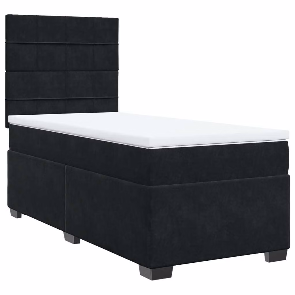 Giroletto a Molle con Materasso Nero 100x200 cm in Velluto