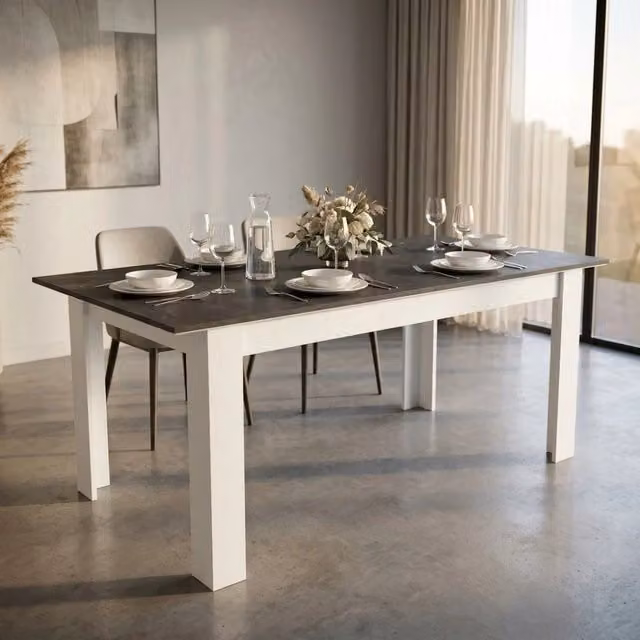Cosma Tavolo allungabile rettangolare effetto cemento bianco grigio 160/200x90x75 cm