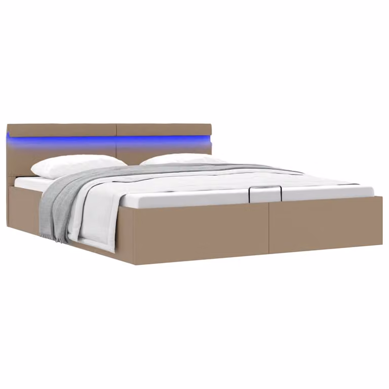 vidaXL Giroletto Idraulico con LED in Similpelle Colore Cappuccino L/P: 180 x 200 cm
