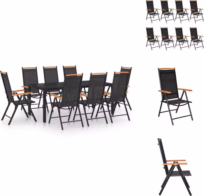 vidaXL set da pranzo da giardino 9 pezzi alluminio nero - Set di mobili da giardino