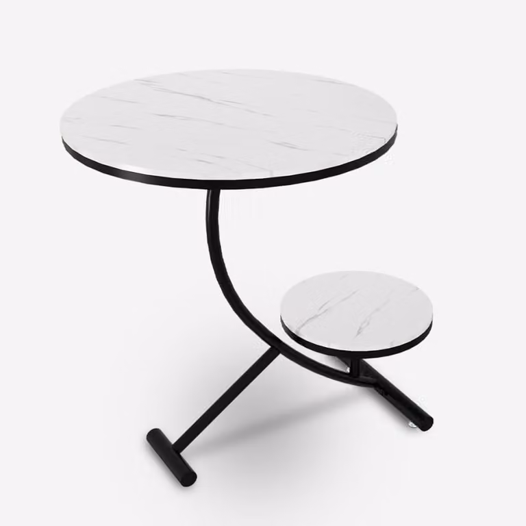 Tavolino in metallo e marmo con 2 ripiani 50x50cm Marpes XL - Bianco