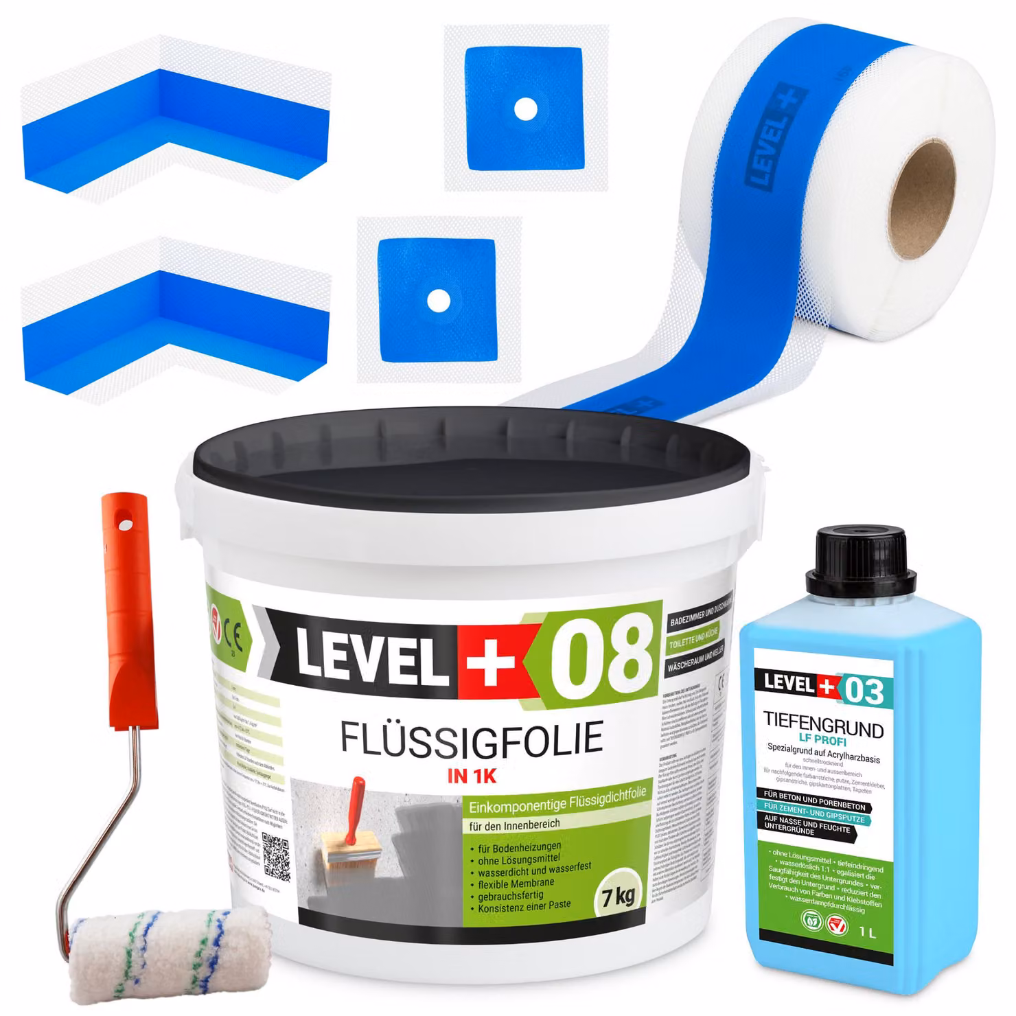 Set di sigillatura pellicola liquida 7kg barriera d'acqua doccia nastro sigillante angolo rullo vernice SET292