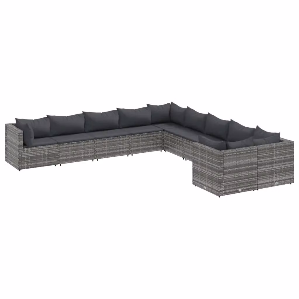 Set Divano da Giardino L-Shape vidaXL in Polyrattan Grigio Antracite con Cuscini – 2