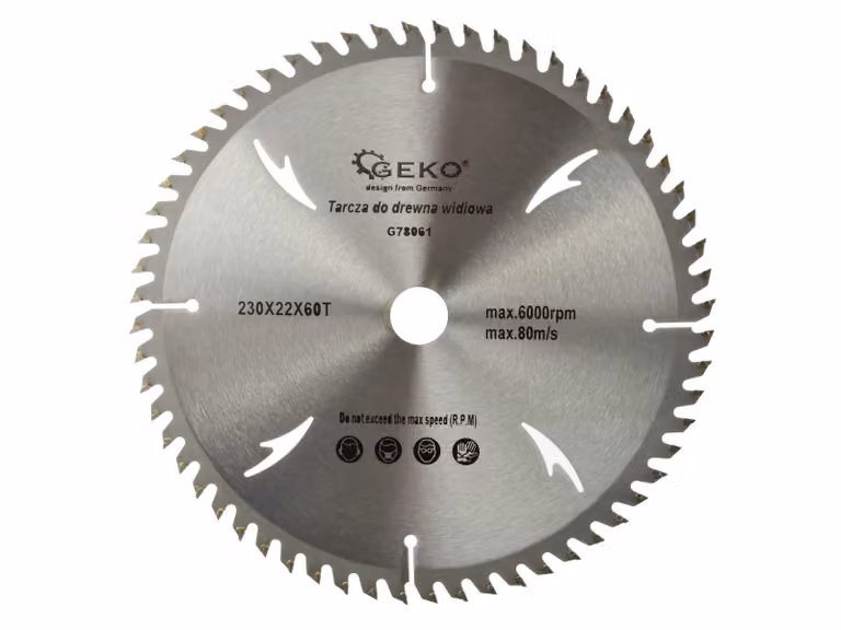 Geko G78061 Tct - Lama per sega circolare con fori (230 x 22 x 60 T, 12 pezzi)
