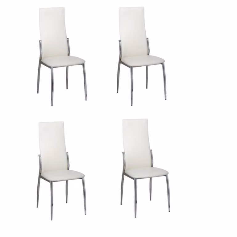 Sedie da Pranzo 4 pz Bianche in Pelle finta