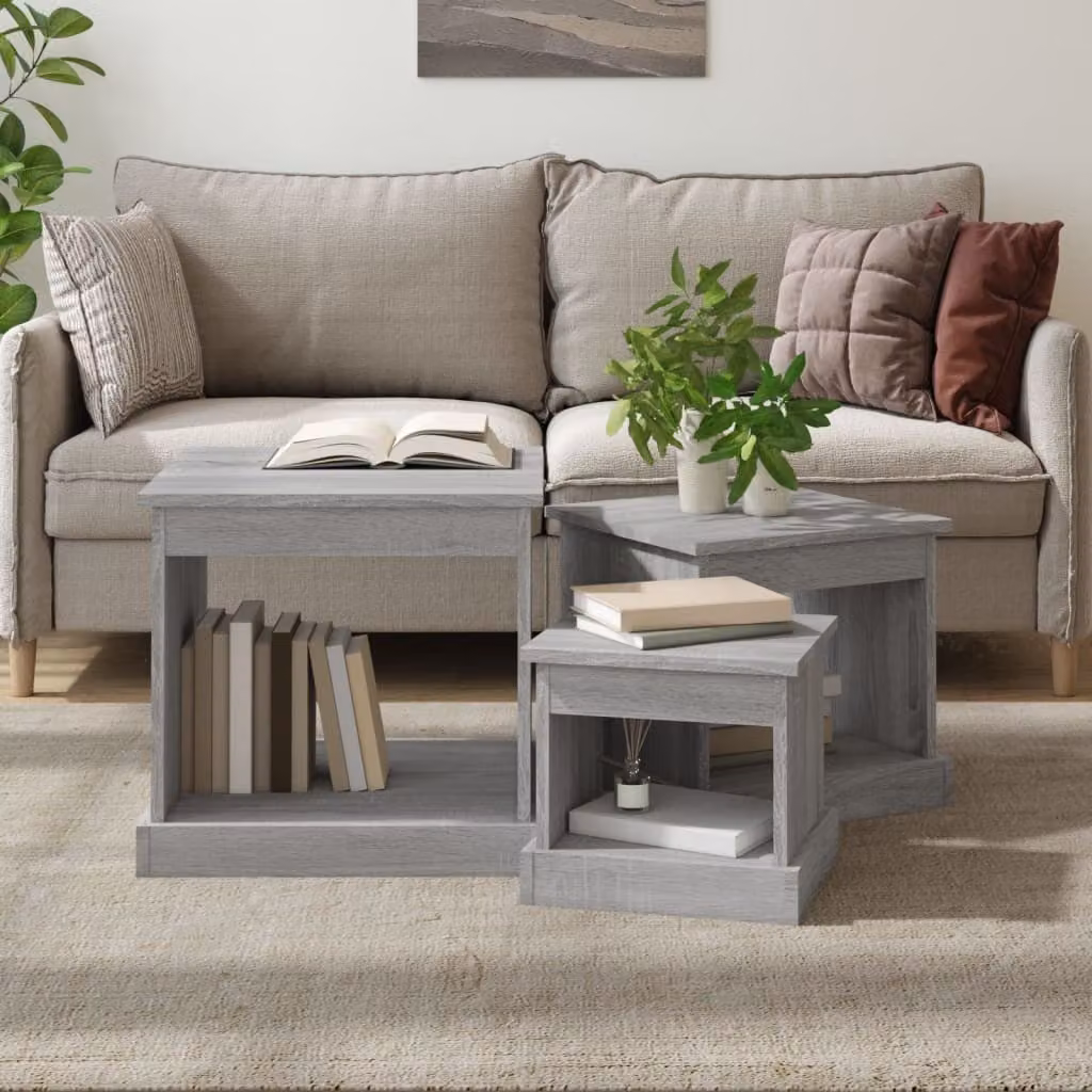 Maison Exclusive - Tavolini da salotto 3 pezzi Grigio Sonoma Materiale ligneo