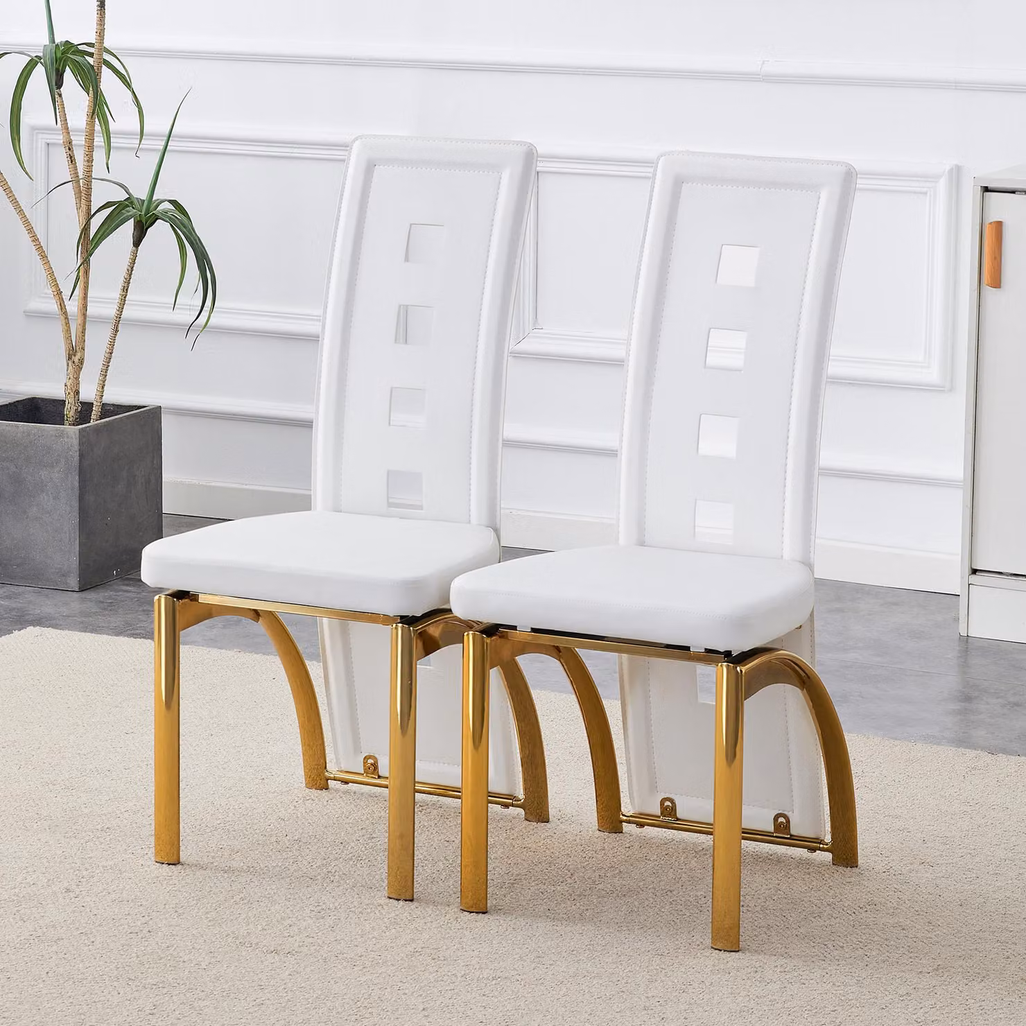 STILVORA: Set di 2 sedie da pranzo con motivo a fori, sedia da pranzo in ecopelle con gambe in metallo, sedia da cucina per sala da pranzo e soggiorno, sedia da pranzo in ecopelle, sedia da pranzo di design