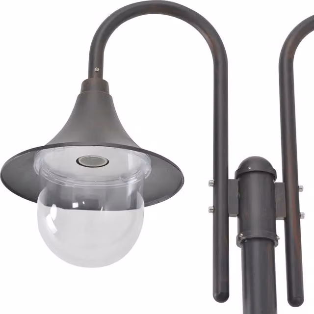 Lampione da giardino vidaXL in alluminio e bronzo con 2 lampade E27, Altezza: 220 cm – 1
