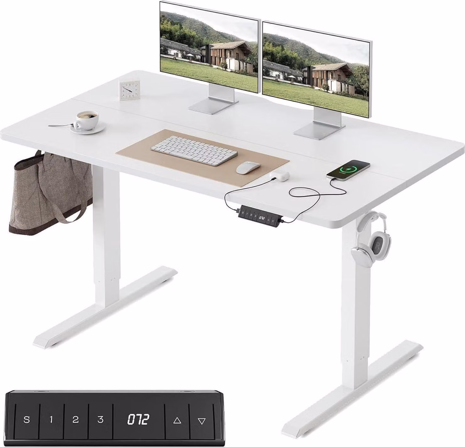 Scrivania FEZIBO regolabile elettricamente in altezza 120x60 cm con comando a memoria