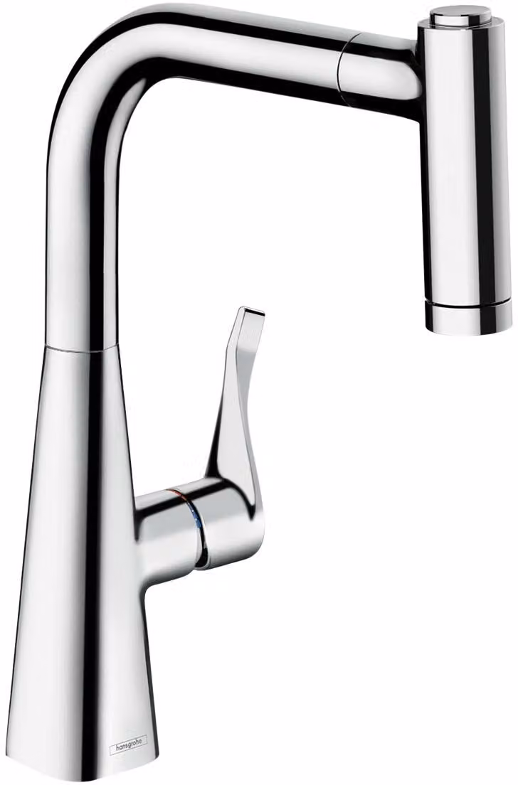 hansgrohe Miscelatore monocomando per cucina 220 METRIS DN 15, con doccetta estraibile look acciaio inox