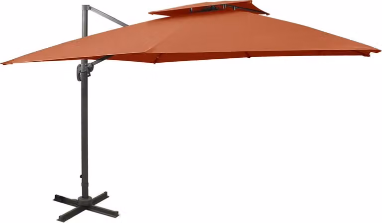 The Living Store Ampel ombrello con ventilazione 300x300 cm terracotta
