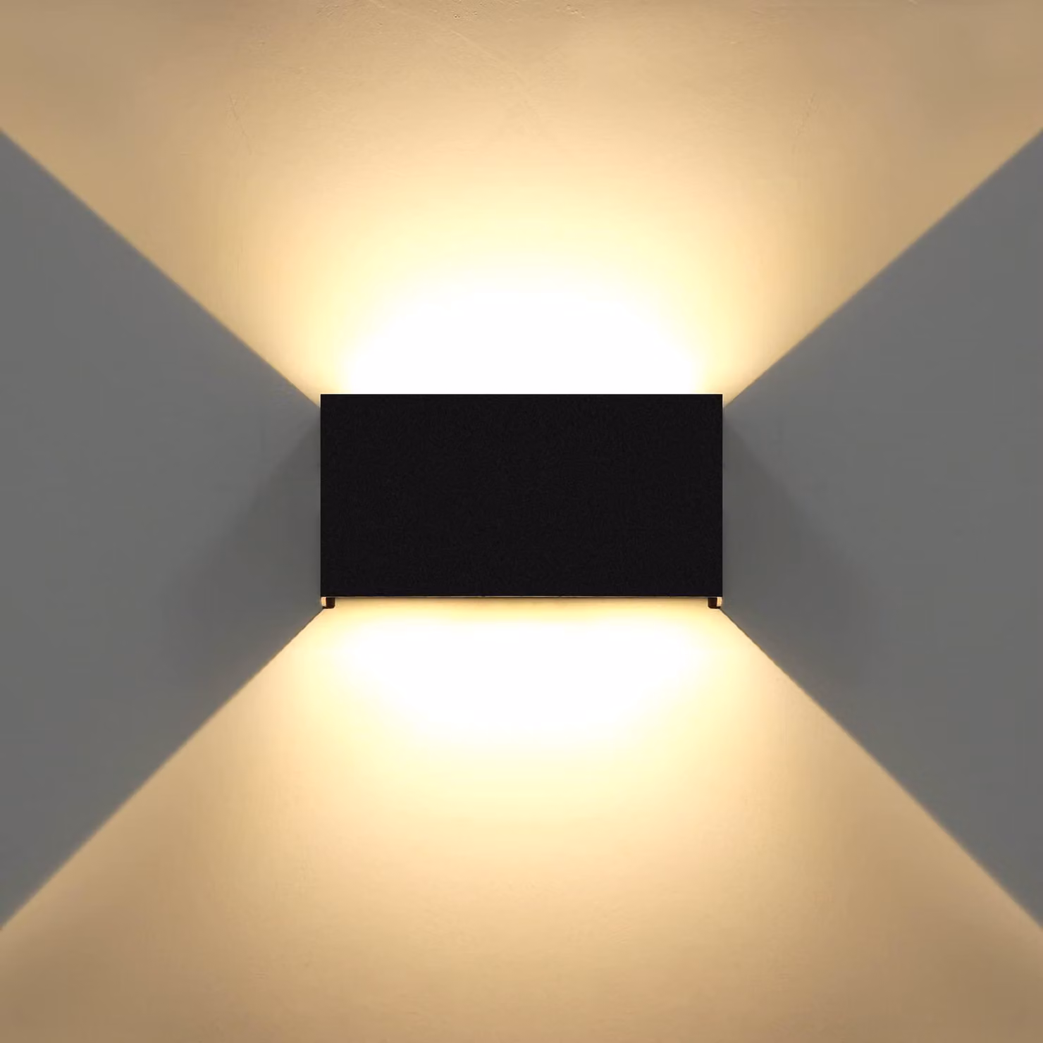 Lampada a LED da parete, 24 W, luce direzionale verso l'alto e verso il basso, regolabile, grado di protezione IP65, colore nero, temperatura di colore 3000 K