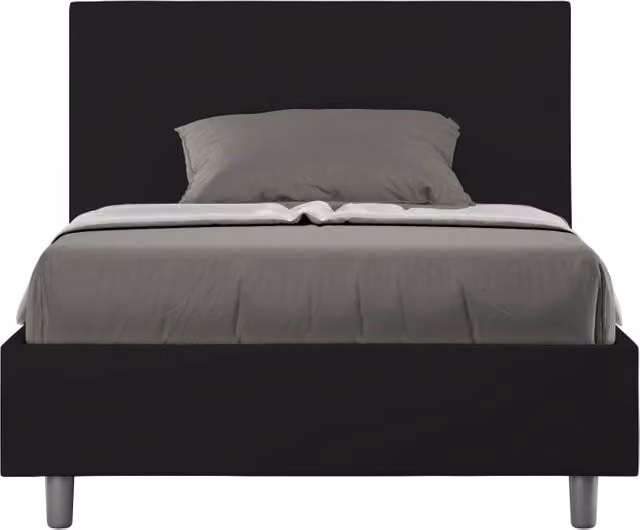 BS COM Letto una piazza e mezza senza rete imbottito 120x190 similpelle nero