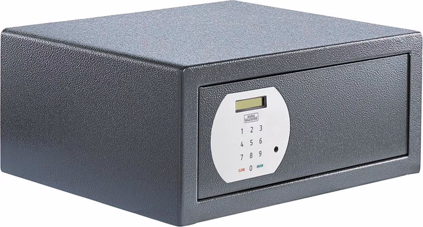 Cassaforte domestica Burgwächter - Cassaforte per hotel Pure Safe PS130 E LAP KA 4 - Mini cassaforte per montaggio a parete e a pavimento, acciaio antracite