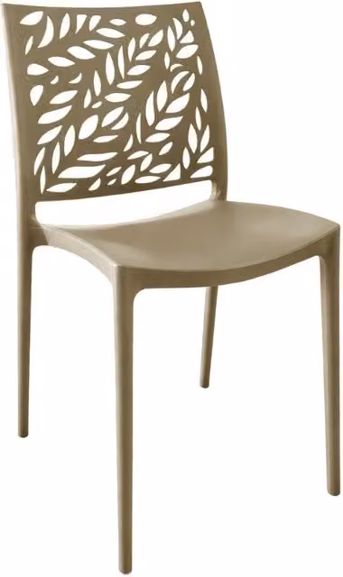 Sedia in polipropilene Luma con schienale con dettaglio con foglie taupe set 4 pezzi