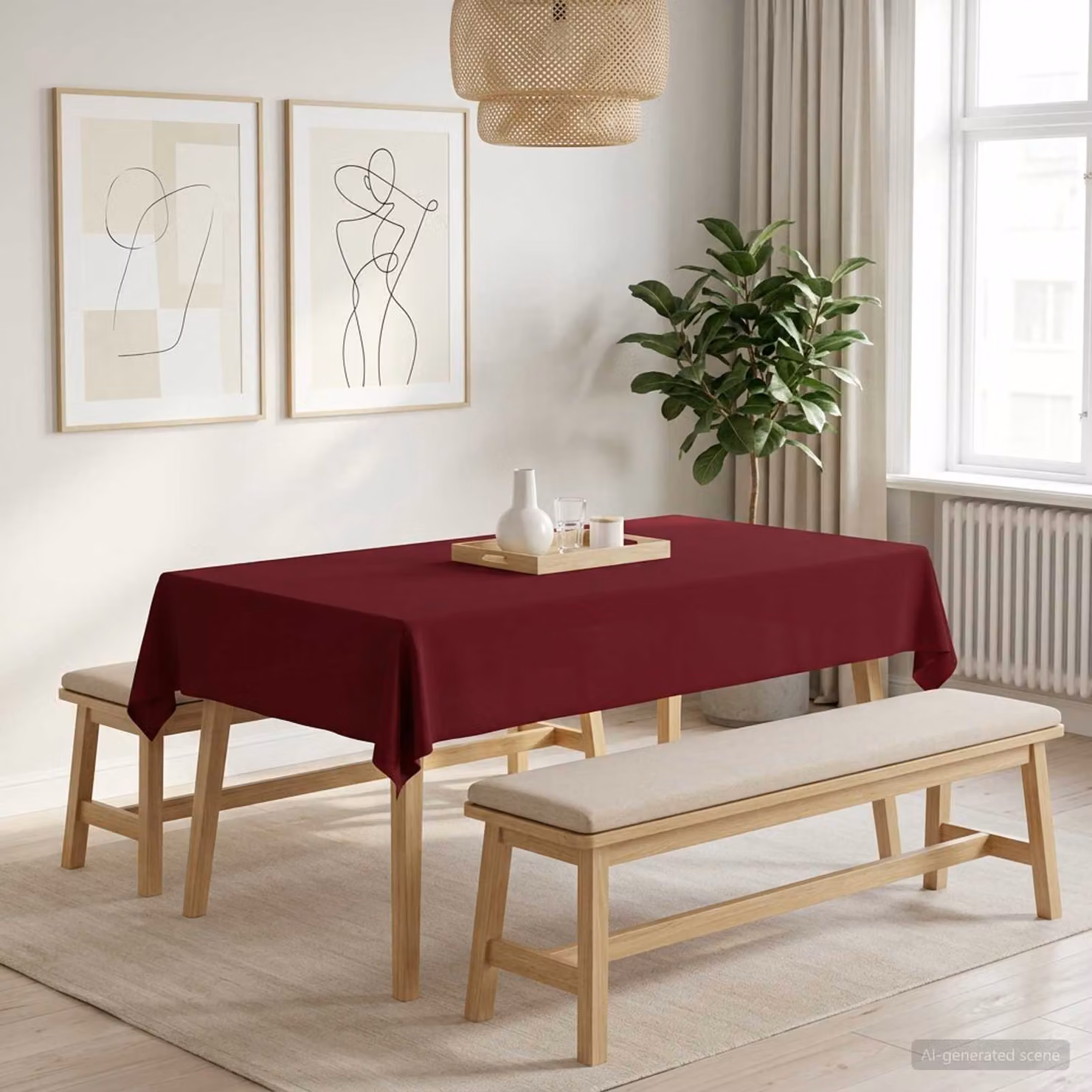 Set di 5 tovaglie rettangolari vidaXL in poliestere idrorepellente e antimacchia, colore rosso, L: 160 cm, P: 110 cm