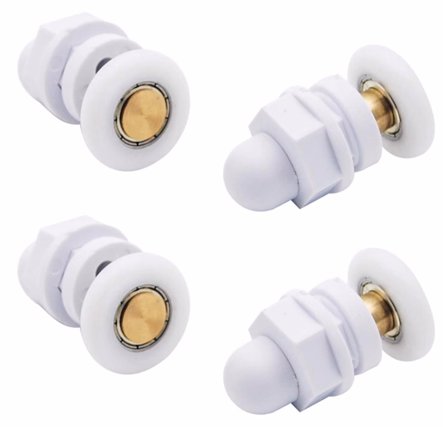 Set di rulli per doccia da 25 mm - 4 pezzi - Ricambi - Robusti/in ottone - Duraturi - Adatti per porte in vetro - Ruote per doccia