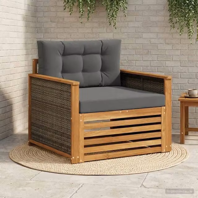 Divano centrale componibile per esterno Design In in legno di acacia con cuscini inclusi, disponibile nei colori antracite, beige e grigio – 1