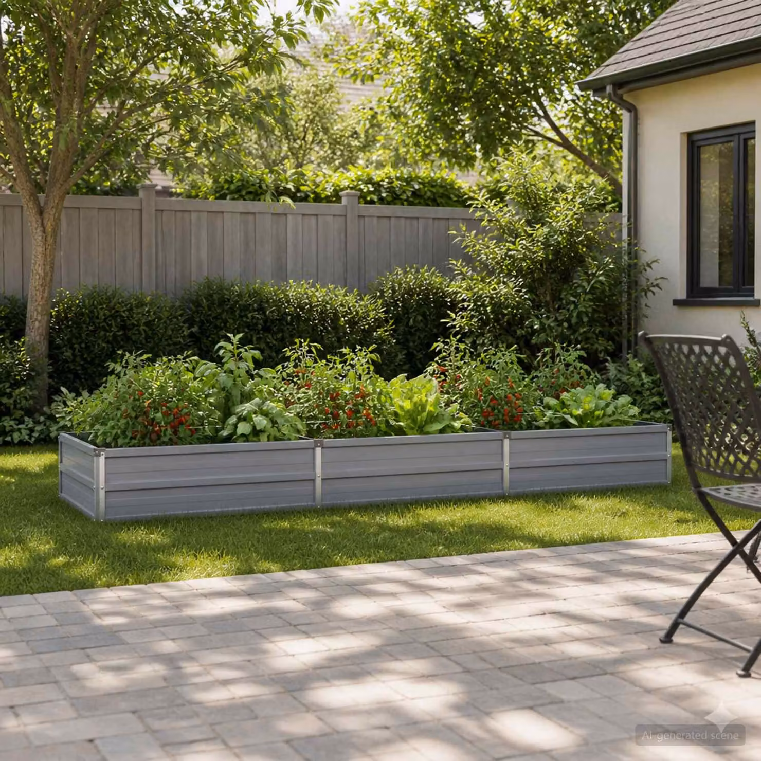 Letto rialzato da giardino vidaXL in metallo Grigio L: 240 cm, P: 80 cm, H: 24 cm
