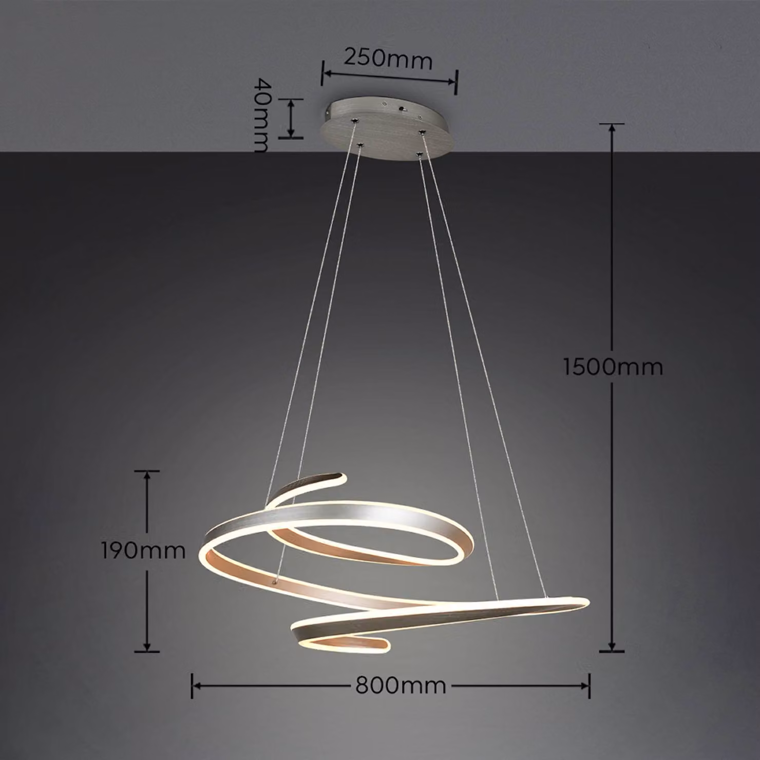 Trio Lighting Lampada a sospensione Arlington, dimmerabile, Alluminio / Grigio / Zincato, Soggiorno / Sala da pranzo, Metallo, Moderno, Lampada a sospensione