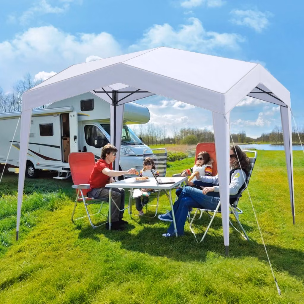 Tenda a gazebo pop-up Design Mania per esterno, ripiegabile con borsa con ruote, Bianco, L/P: 302 x 302 cm – 2