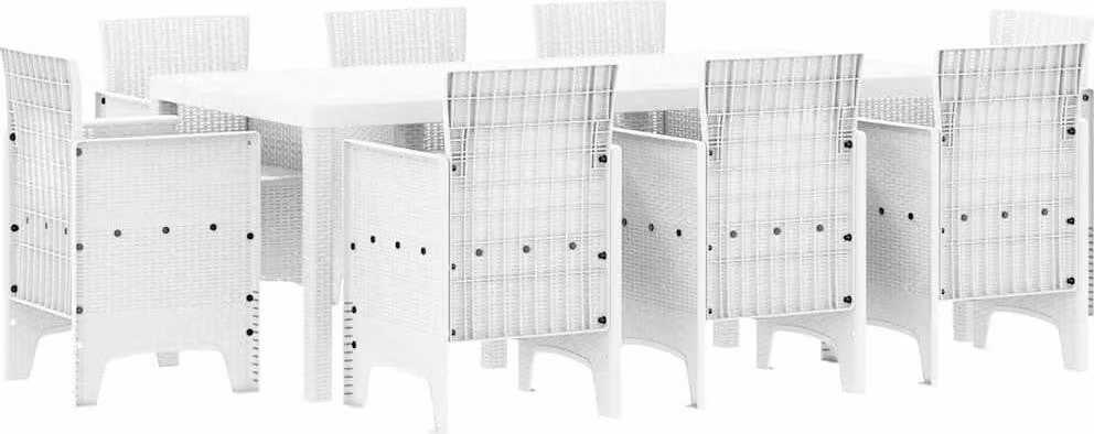 Set da Pranzo per Giardino 9 pcs Bianco Polipropilene