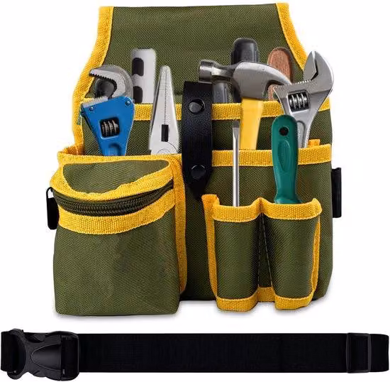Borsa attrezzi compatta Unyqoos®: 20,5 x 12 x 23,5 cm – tracolla regolabile, scomparti multipli, robusta e leggera, ideale per elettricisti e artigiani