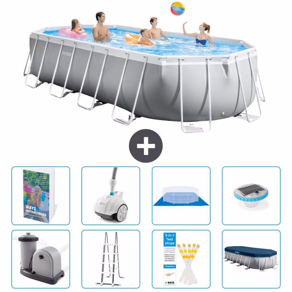 Piscina ovale con struttura a telaio Prism - 610x305x122 cm - 7 pezzi - Modello S552