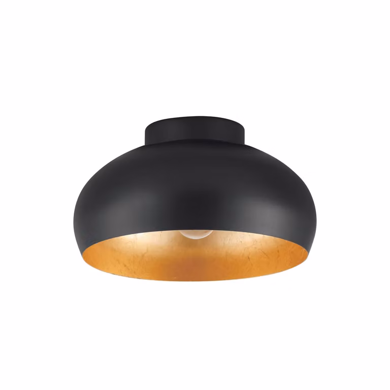 Plafoniera Contemporanea Mogano 2 1 Luce Acciaio Nero E Oro